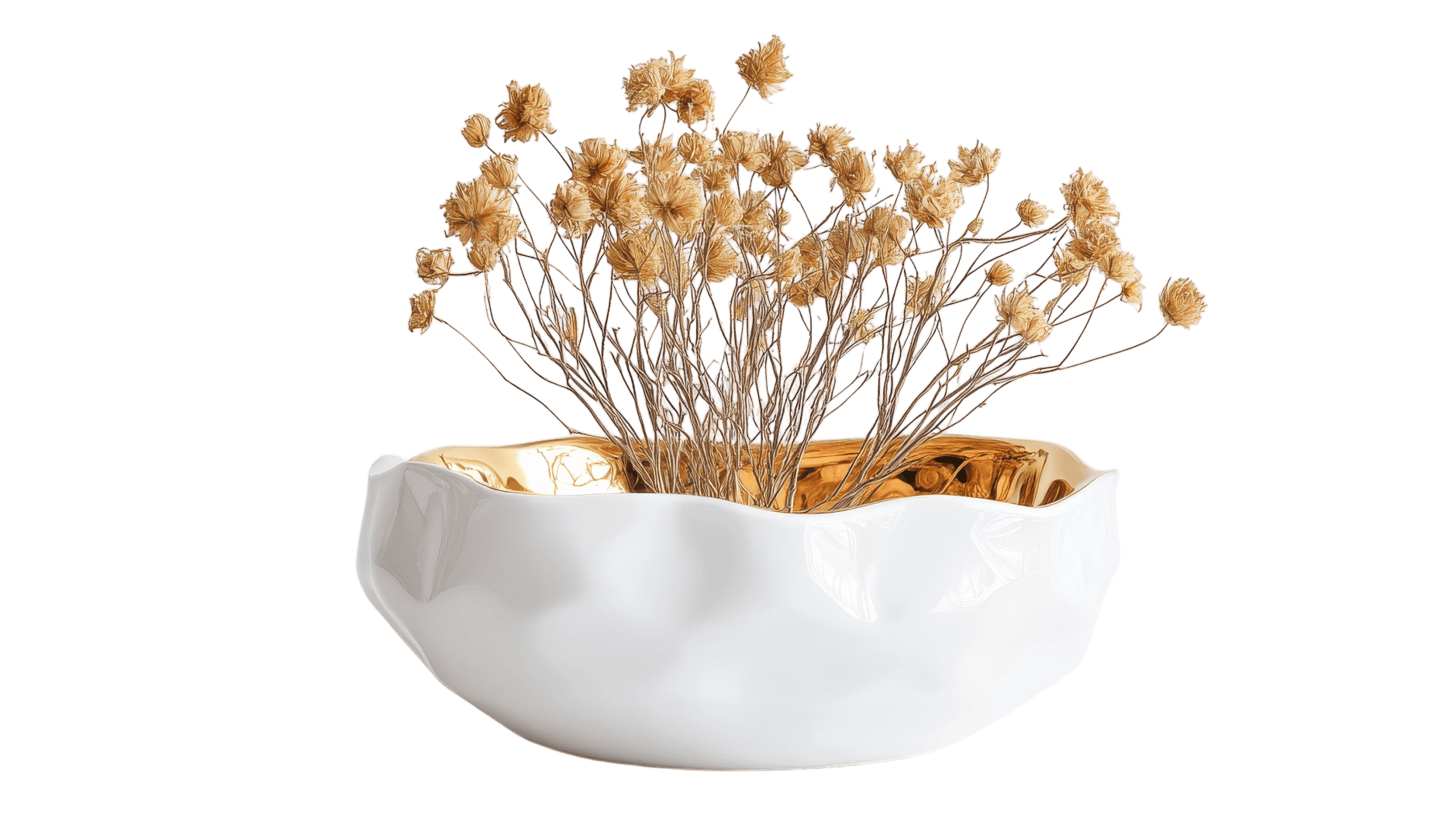 Gedroogde bloemen in schaal